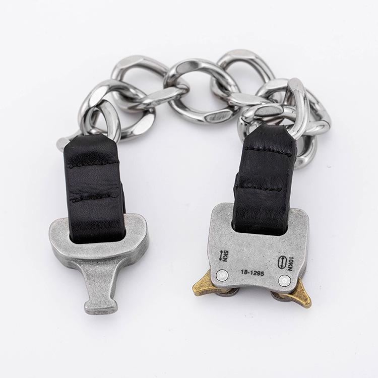 Men's Titanium Steel Hip-Hop Chain Bracelet, European & American Style, Safety Buckle.