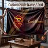 Custom Name Flannel Throw Blanket AS Roma FC Pattern Warm Home Decoration