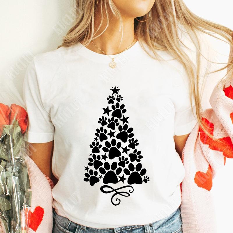 Funny Heart  Dog Paw Print Women Tshirts Fashion Summer Ladies Tshirts Short Sleeves Clothes Love Heart Fashion Casual Shirts