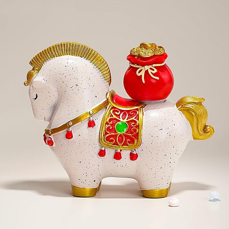 Creative Transfer Zodiac Horse Back Lucky Bag Ingot Can Be Rotated Home Decoration Office Desktop Decoration