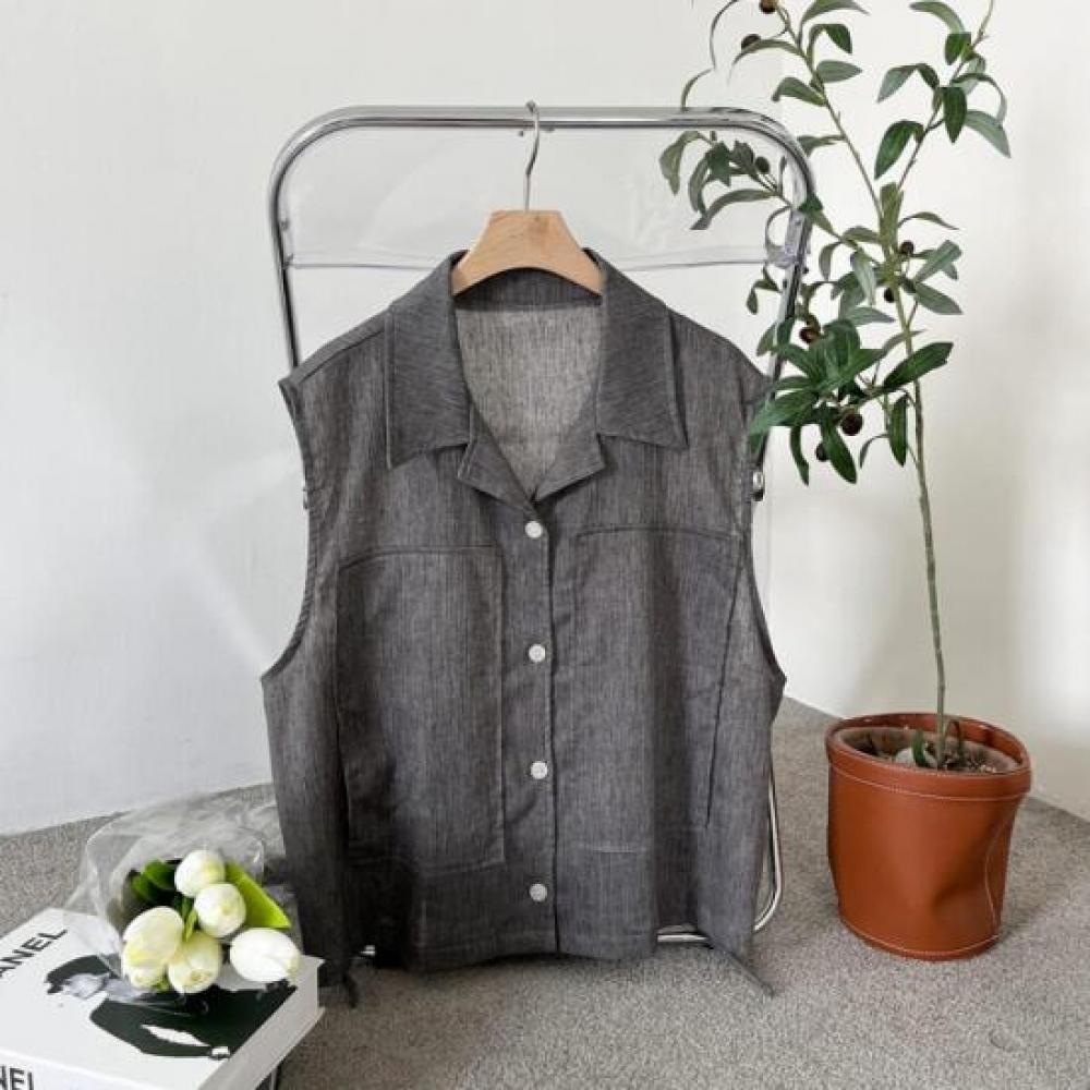 New Arrivals Open Run Kirie Vest Women Simple Linenlike String