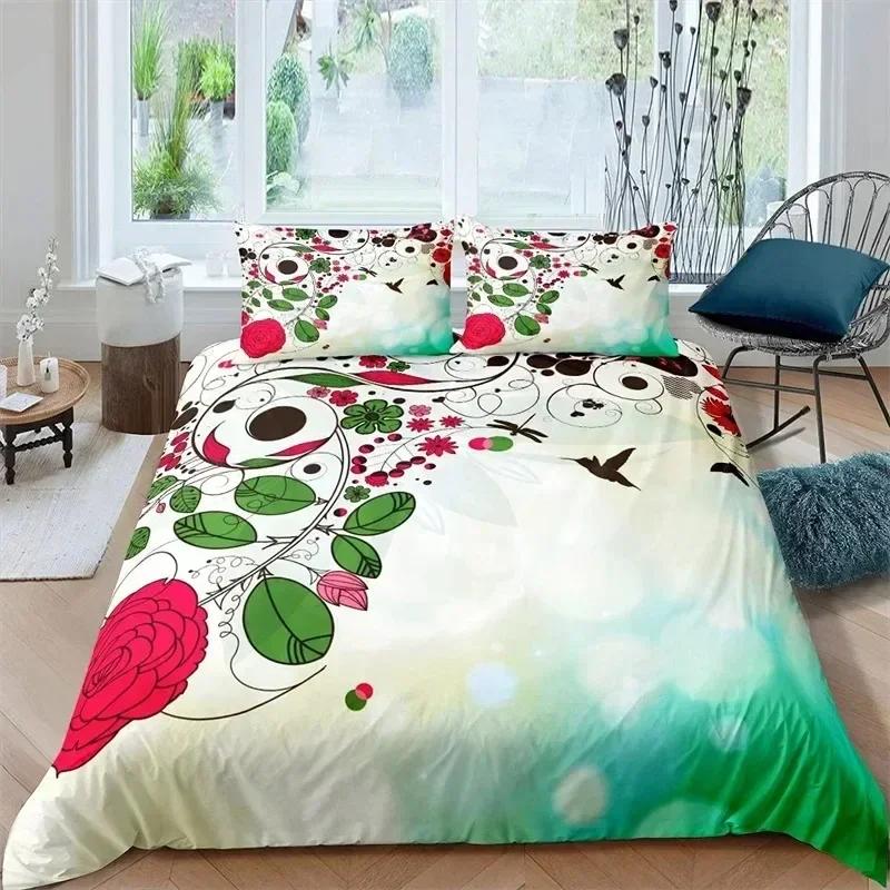 Rustic Flower White Bedding Set Microfiber Tree Leaves Floral Duvet Cover Set 3D Print Quilt Cover With Pillowcases Room Decor