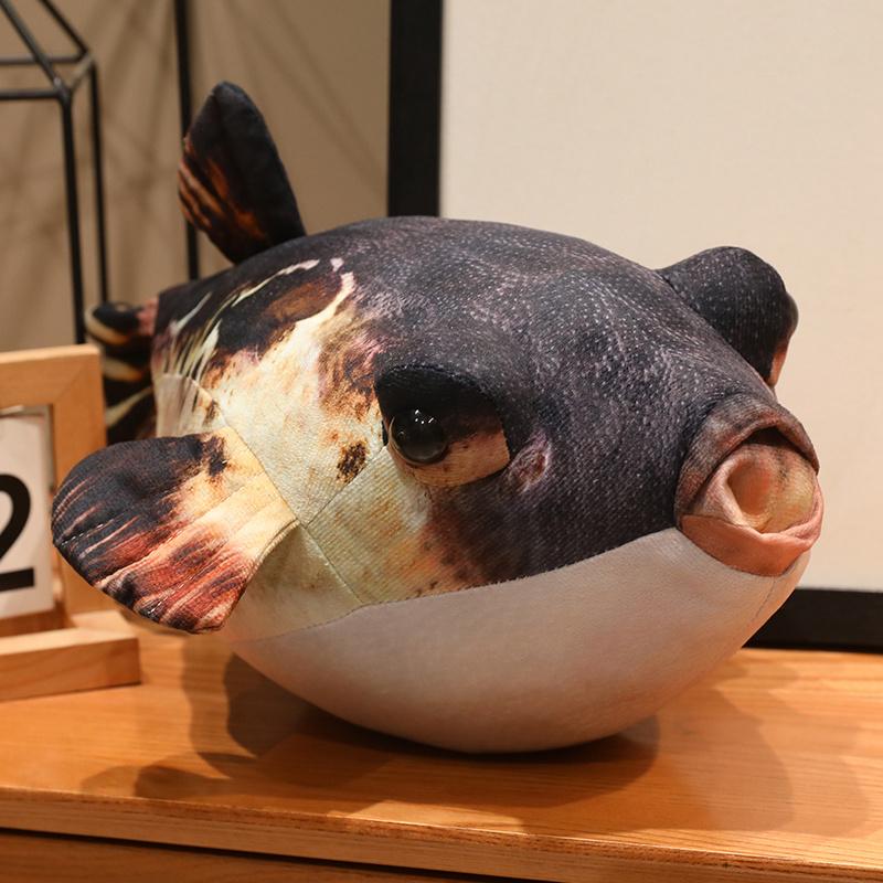 Favorite Toy Unisex Kids Real Life Pufferfish Plush Toy Lifelike Sea Animals Puffer Fish Soft Stuffed Pillow Aquarium Decor Dolls Creative Gifts For Kids