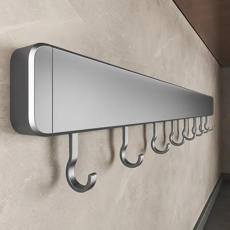 Kitchen Utensil Storage Organizer Non-perforated Wall Rack Movable Hook Spoon Holder Household Kitchen Mounted Arrangement Shelf