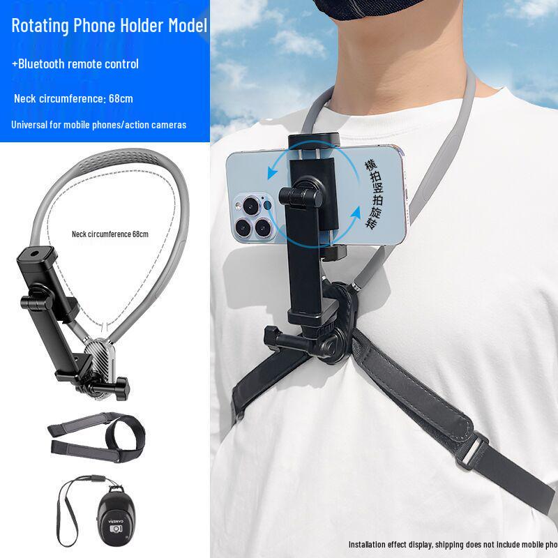 Neck-Mounted Sports Camera and Phone Holder for Cycling