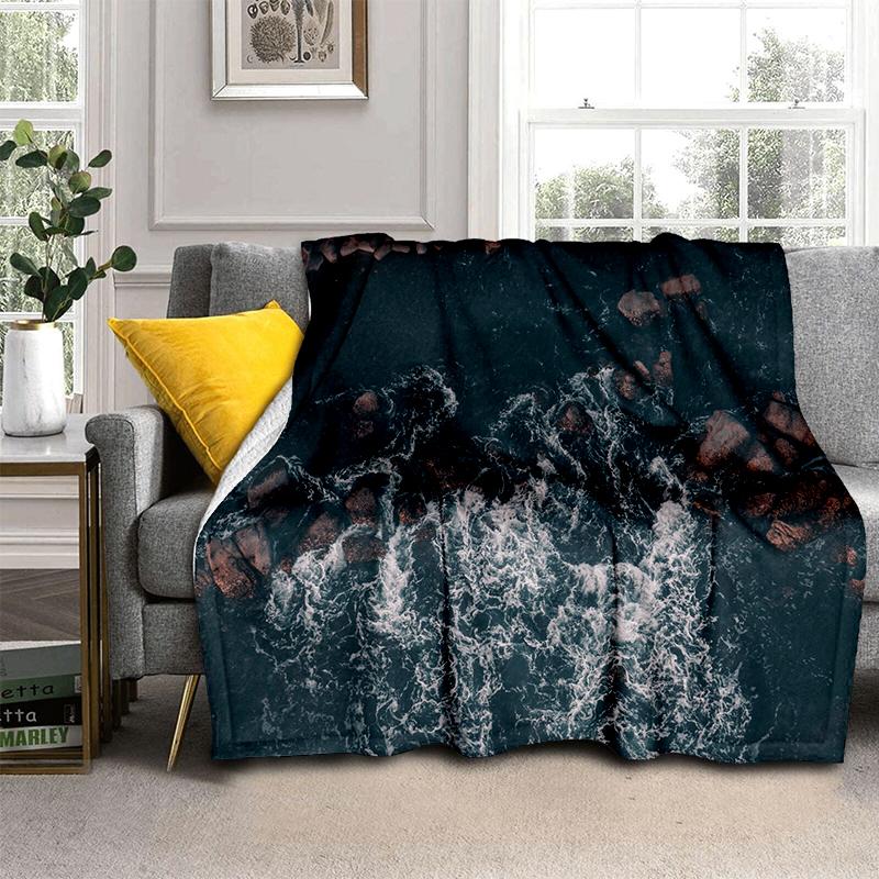 2025 New Style Sea Water Beach Reef 3D Nature Scenery Blanket,Soft Throw Blanket for Home Bedroom Bed Sofa Travel Picnic Cover