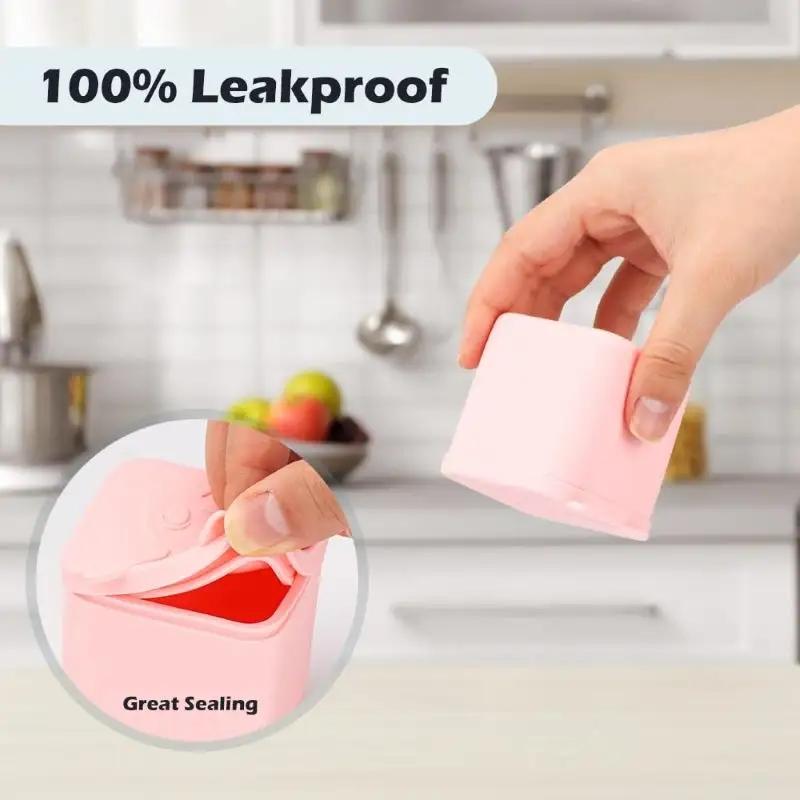 1-10 Stück Wiederverwendbare Snackbox mit Deckel Silikon Kinder Lunchbox Auslaufsichere Soßenbox Lebensmittelaufbewahrungsbox Lebensmitteldosierer