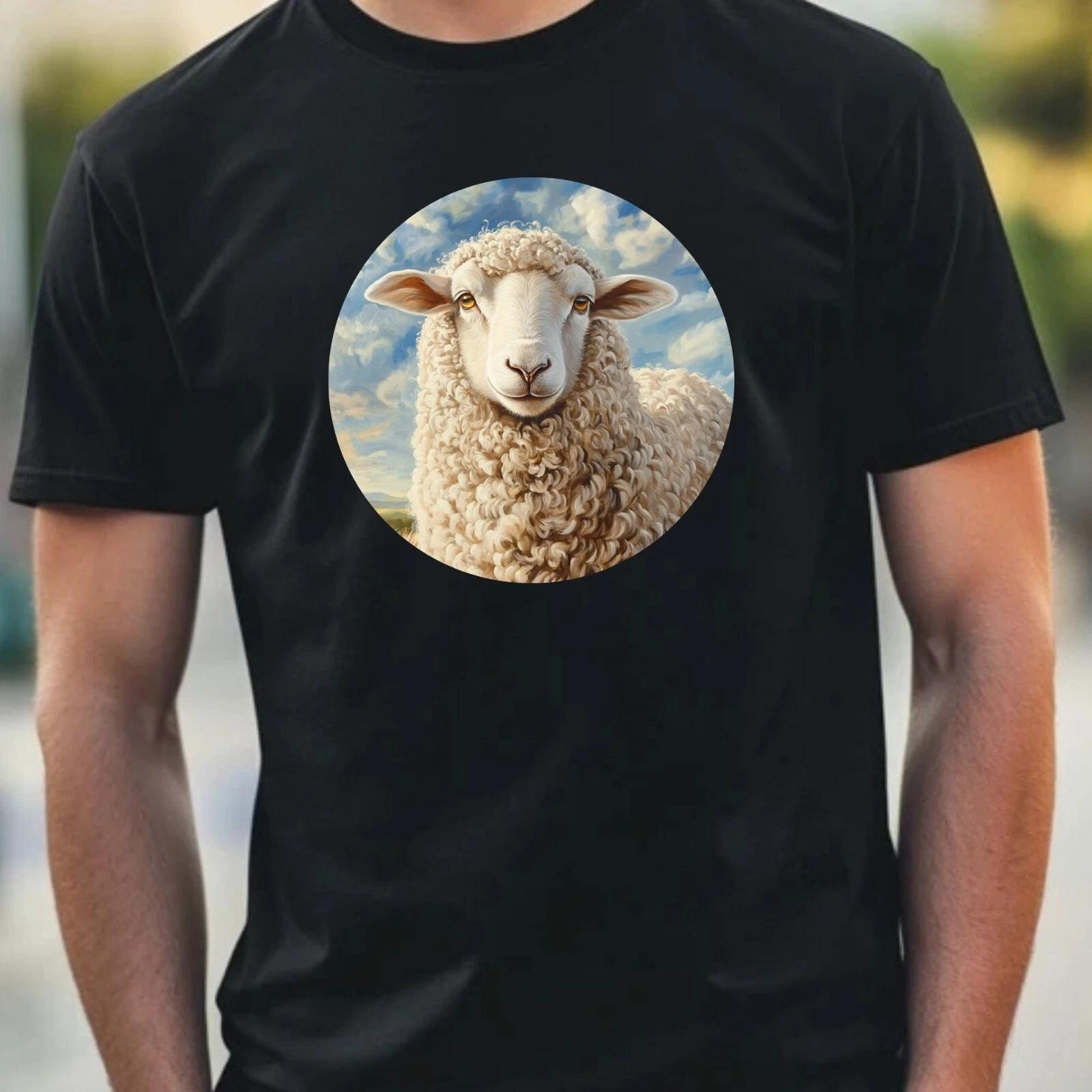 T-Shirt Herren Schaf Portrait Motiv Baumwolle Größe XS bis 5XL XXXL