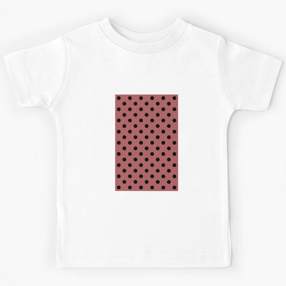 Black Polka Dots On Dusty Cedar Kids T-Shirt 120