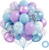 Set 40 buc Baloane Latex 12inch Fulg de Zăpadă Mov Albastru pentru Petrecere Tematică Frozen, Regina Zăpezii, Wonderland, Accesorii Decorare