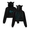 Alec Benjamin Printed Cat Ear Hoodie Women Long Sleeve Cropped Sweatshirts Female Casual Streetwear Crop Tops