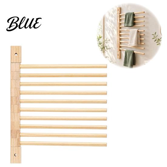 Rotating Trouser Organizer Wall Mounted Pasta Drying Rack 10 Hanging Rods Solid Wood Foldable Rod Space Saving 180 Degree Rotation Spaghetti