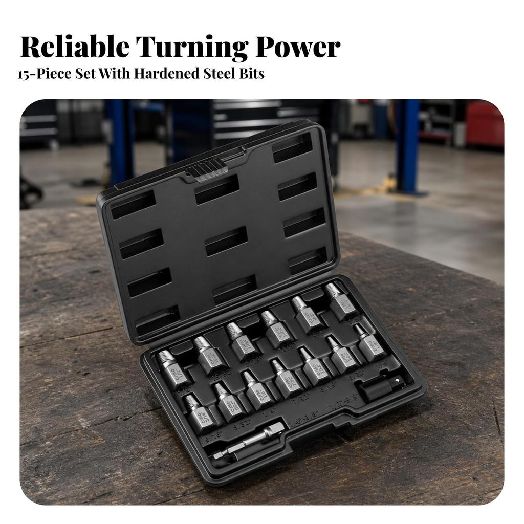 15 Pieces Damaged Screw Extractor Alloy Steel Tool Hexagonal for Diyers