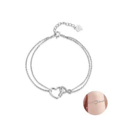 Silver Bracelet 925 Silver Metal Hypoallergenic Bracelet Simple Accessory Mother Wife Girlfriend Day Women's [Infinite Love] Mother's
