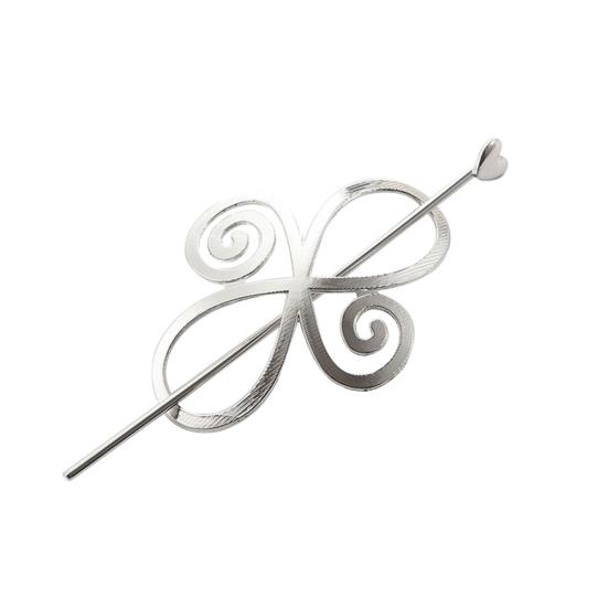 

Fashion Women Hair Slide Ponytail Holder Pin Clip Dress Love Heart Hair Stick серебряный