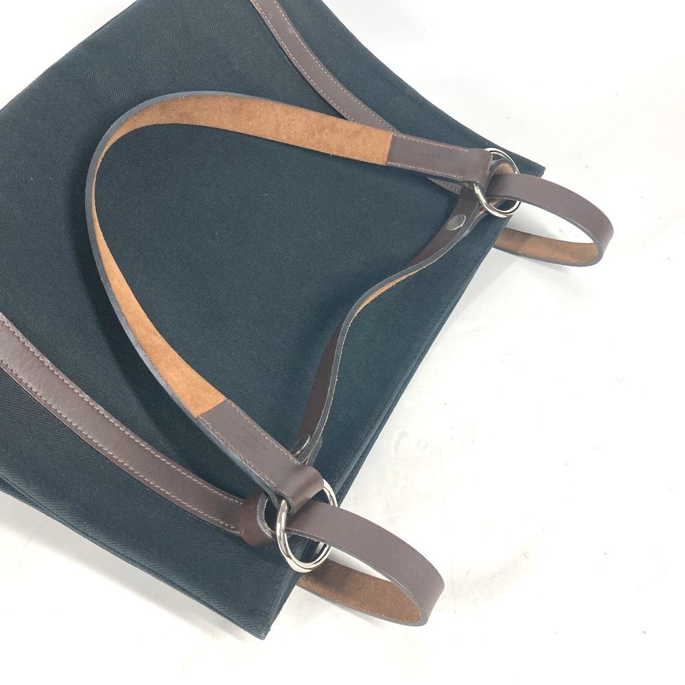 Hermes Cabaricol Bag Shoulder Bag Tote Bag Canvas Black/Brown