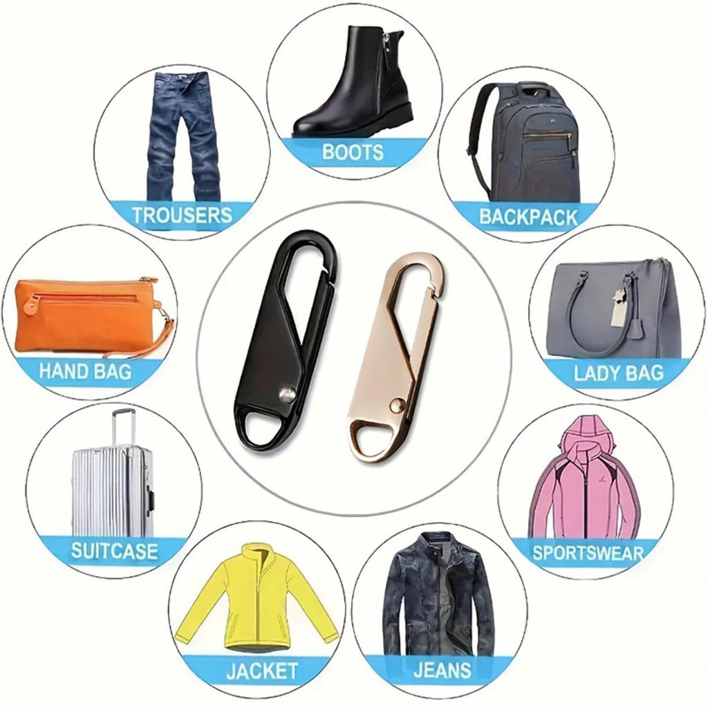 Zip Puller Replacements Zip Slider Repair Instant Zippers Head Pull Handle Zippers Extender for Cloth Travel Bag