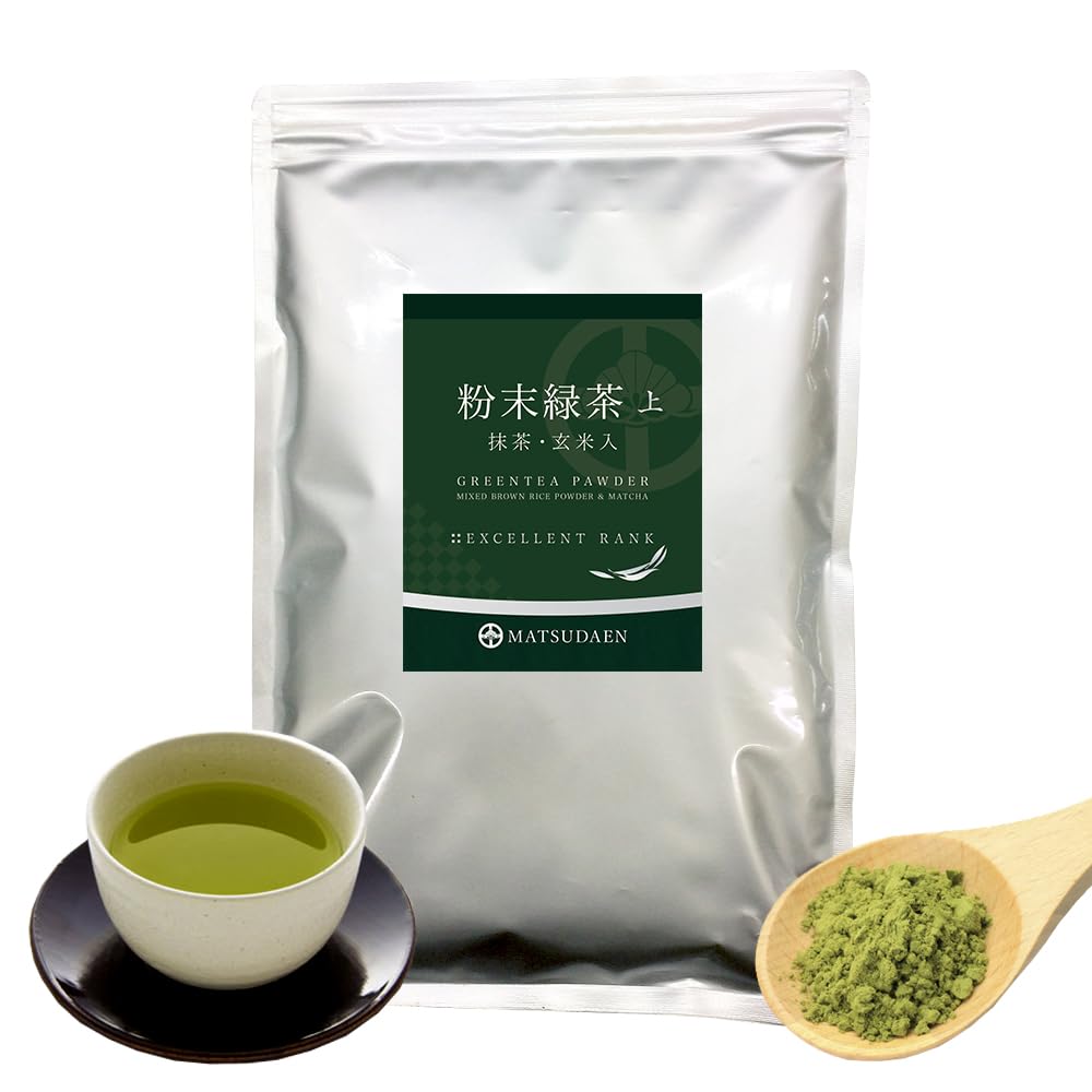 Commercial-grade Powdered Green Tea (top) 500g with Matcha and a Hint of Brown Rice (Japanese Tea, Powdered Tea, Powdered Green Tea, Powdered Green