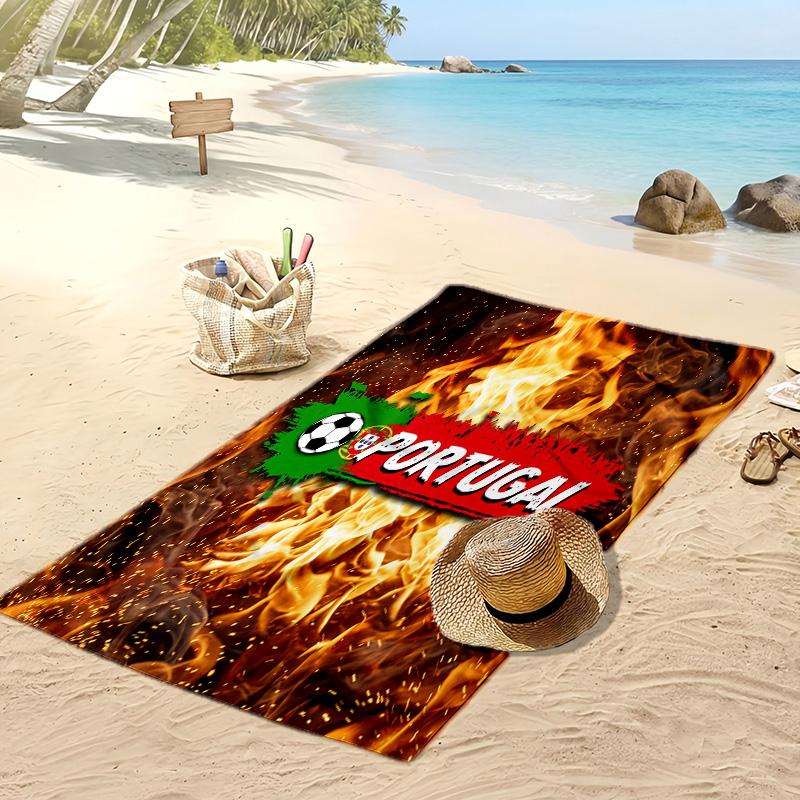 Portugal Fußball Print Strandtuch Schnelltrocknend Super Saugfähig Weiches Badetuch für Schwimmen Strand Reisen Fan Souvenir Geschenk