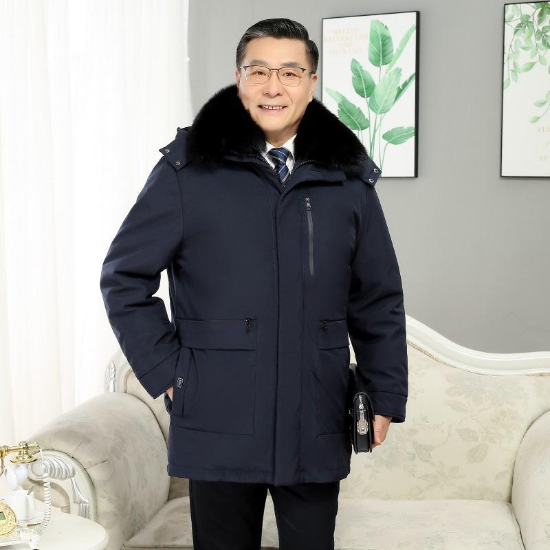 New Style Removable Down Jacket for Men, Medium and Long Daddy Style, Middle-aged and Elderly 405060-year-old Jacket