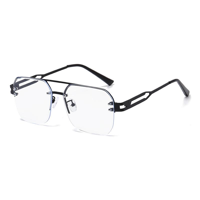 2025 New Metal Frame Sunglasses Double Bridge Frameless UV Protection Premium Metal Hinge for Unisex Outdoor as pictures