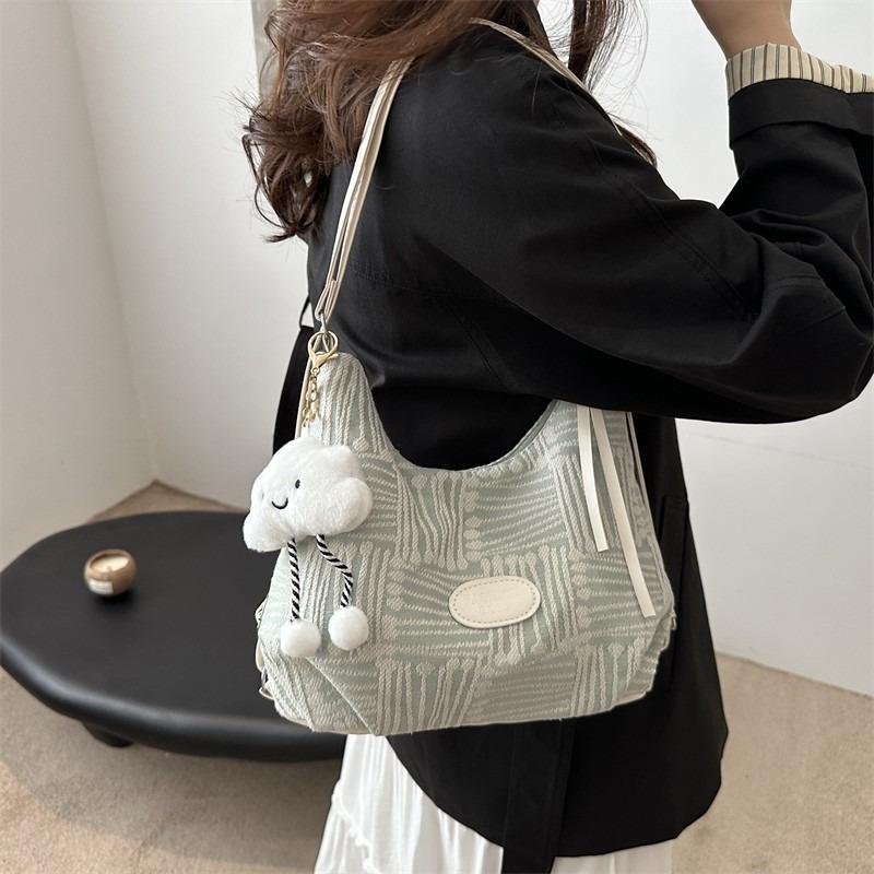 New Striped Underarm Shoulder Bag Large Capacity Commuter Handbag Multi-purpose Versatile Backpack