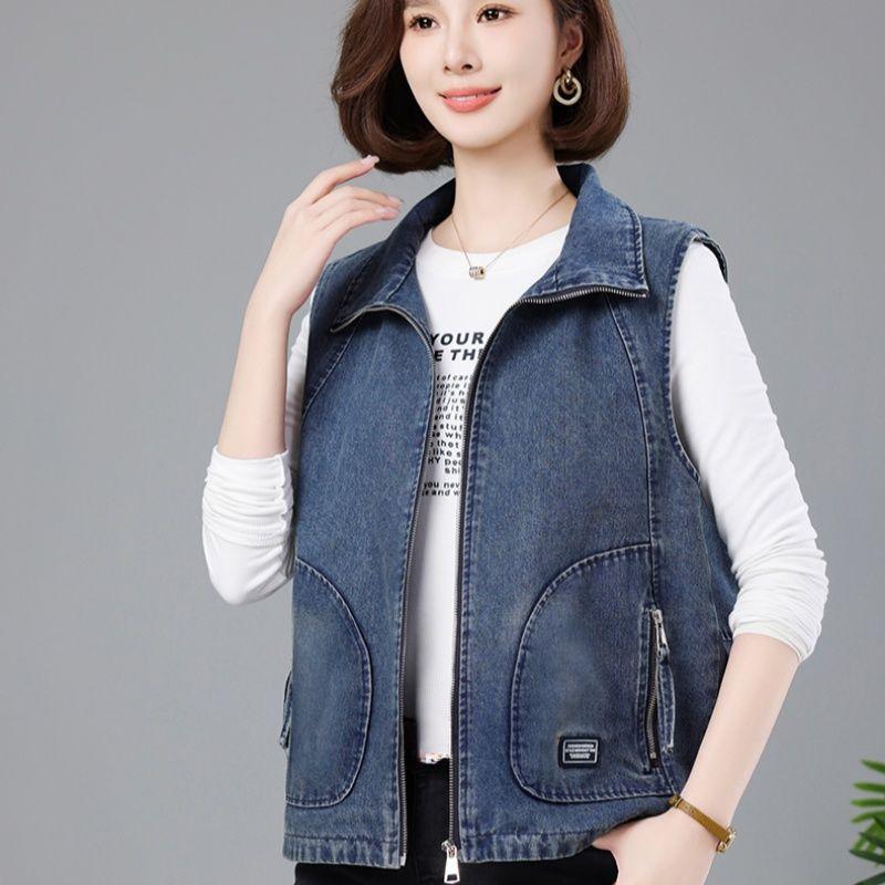 Women's Denim Vest Short Style Spring and Autumn Middle-aged Mother Loose and Casual Vest