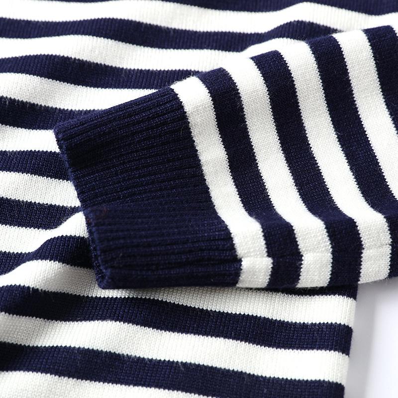 Suéter de punto a rayas de manga larga para mujer, suéteres de punto, tops de cuello redondo, jersey coreano, Pull Femme, Femenino