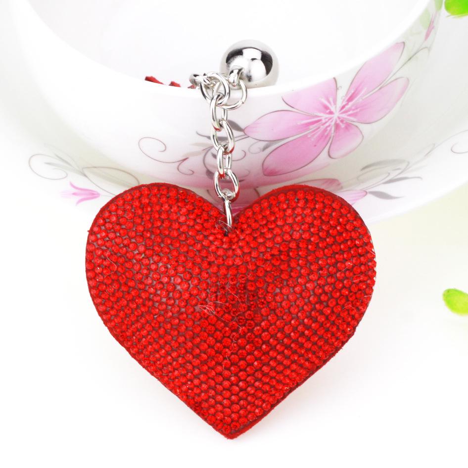 Rhinestone Heart Finger Keychain Bling Crystal Strap Pendant for Key Keychain Handbag Wallet Key Accessories Gift for Women красный
