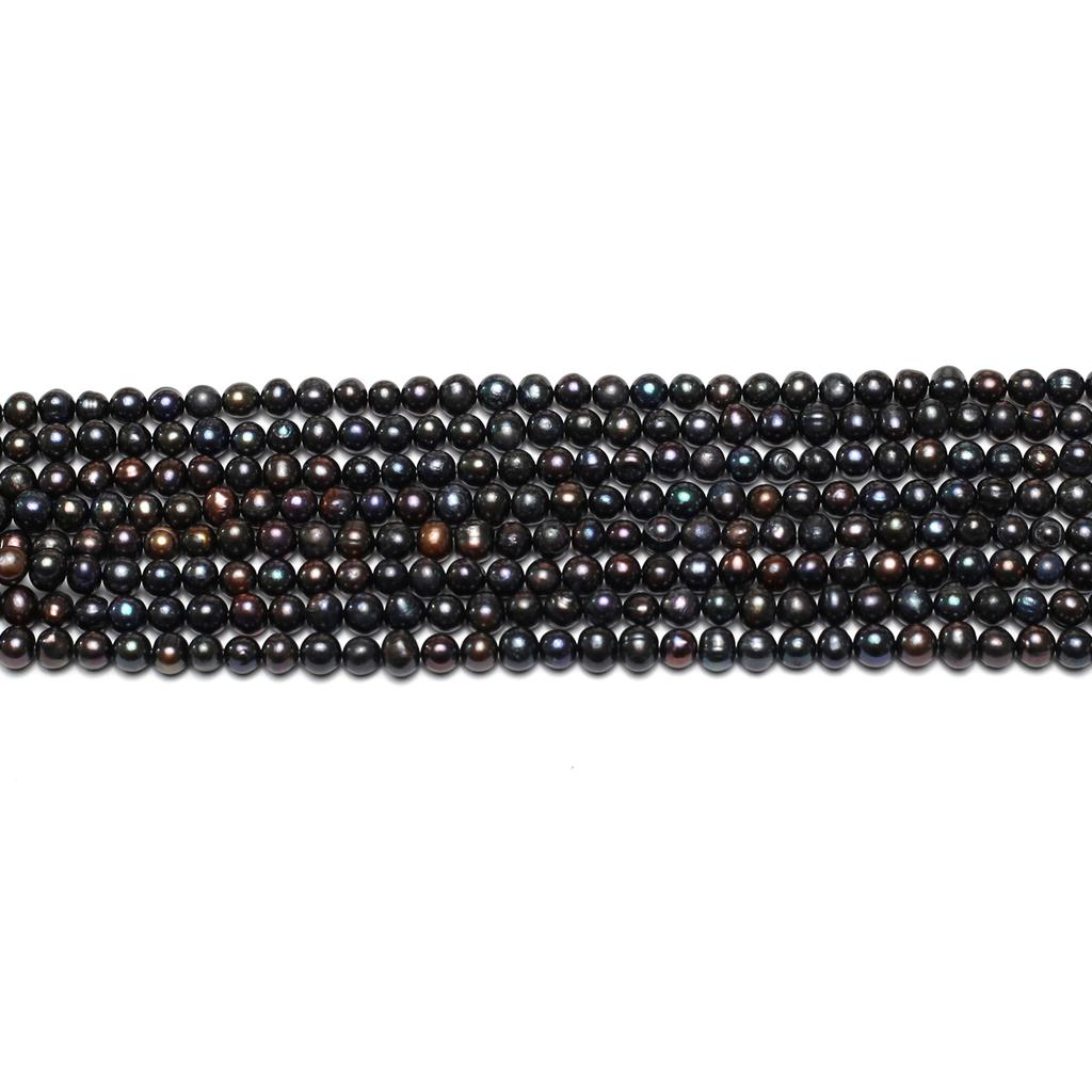 1String, Black Natural Freshwater Pearls, Handmade Near Round Pearl Beads for Jewelry Making DIY Necklaces, Bracelets Crafts, Beads 7-8mm, Length 36cm
