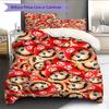 Mario Cartoon Pattern Bedding Home Decoration Birthday Gift ( 1 duvet cover + 2 pillowcase, without core),fan merchandise.