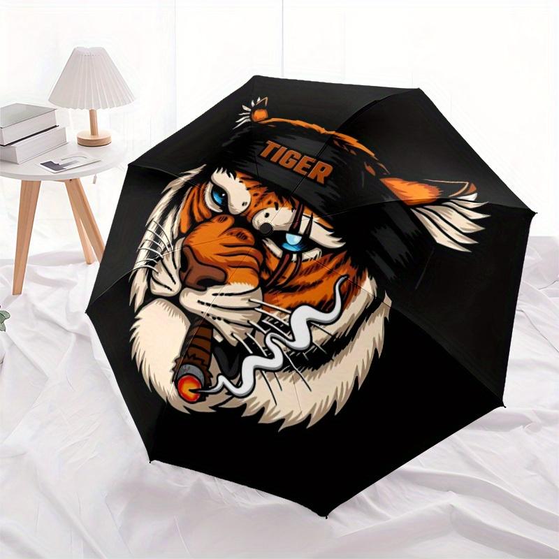 1pc Tiger Smoke Automatic Umbrella High Quality Canopy, Portable Folding Umbrella with, Ideal Gift for - Travel, Everyday, Formal Events, Stylish Acce