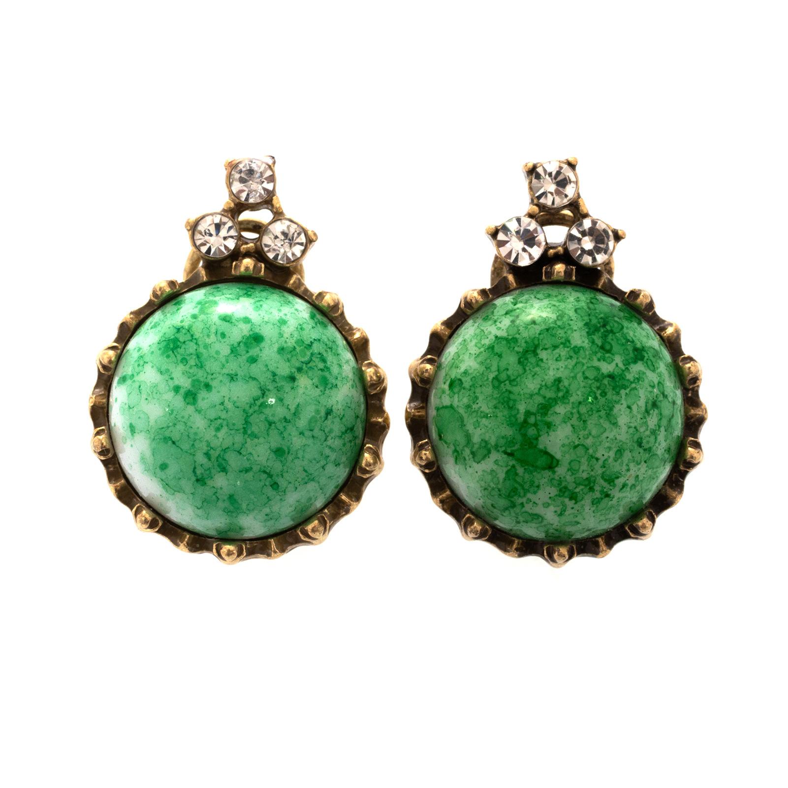 Винтажные Винтажные Классические Серьги-пусеты с овальной вставкой из зеленого натурального камня, Универсальные, Женские серьги-гвоздики для пожилых женщин, Серебряная игла