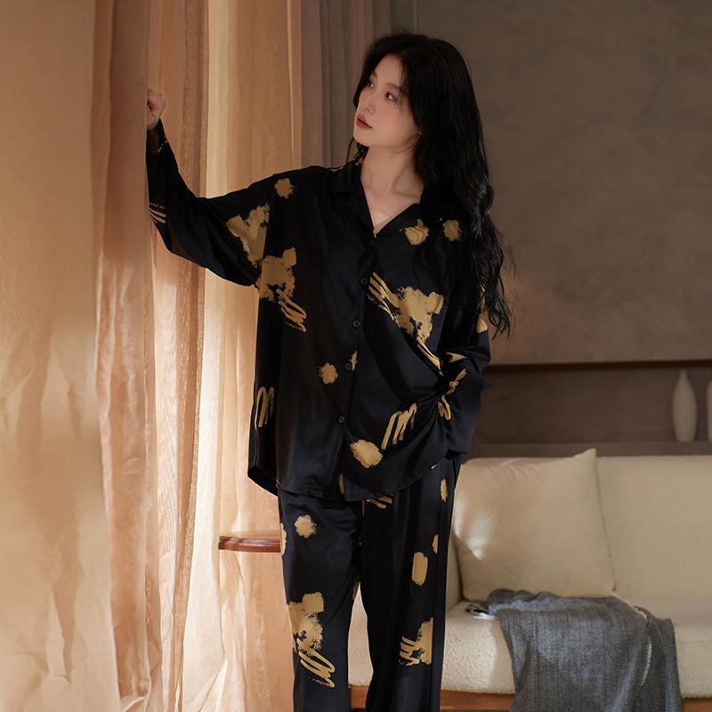 

Cloud cotton pajamas women s new retro national style striped long-sleeved trousers can be worn outside loungewear spot m recommended 40-50kg wear