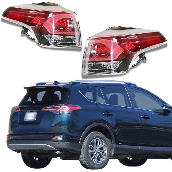TBVECHI Tail Light, Universal Tail Lights Rear Outer Lamp with Wire Harness Fit For Toyota Rav-4 2016-2018-Red Lens Left Driver Side