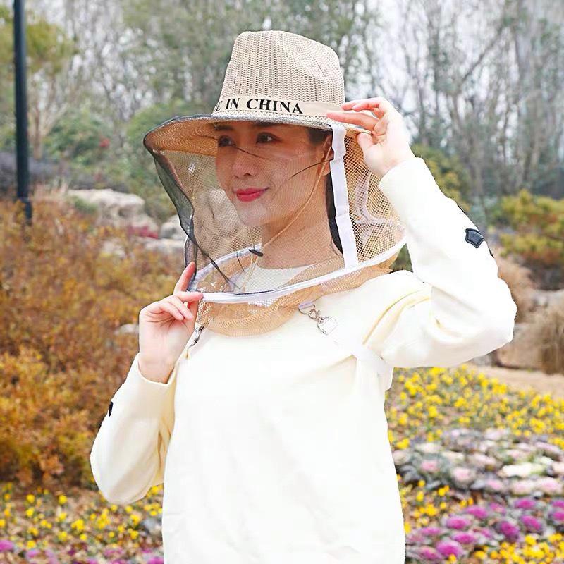 Beekeeper Anti-Bee Denim Hat with Steel-Ring Mosquito Net Face Veil