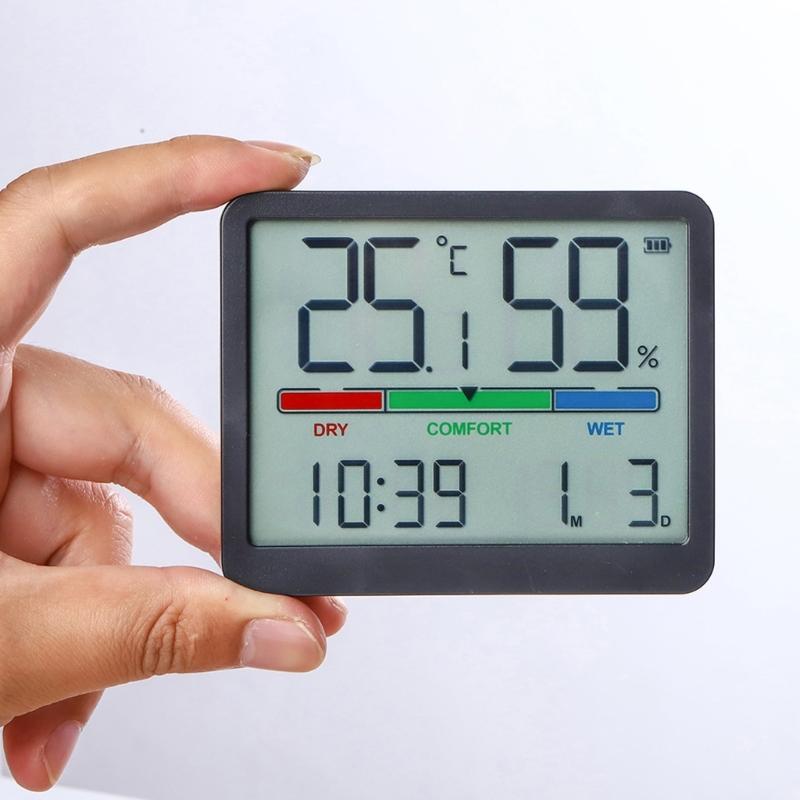 Alarm Clock with Humidities Date Digital Clock Large Display Battery Operated Desk Clocks for Bedroom,Livingroom,Office