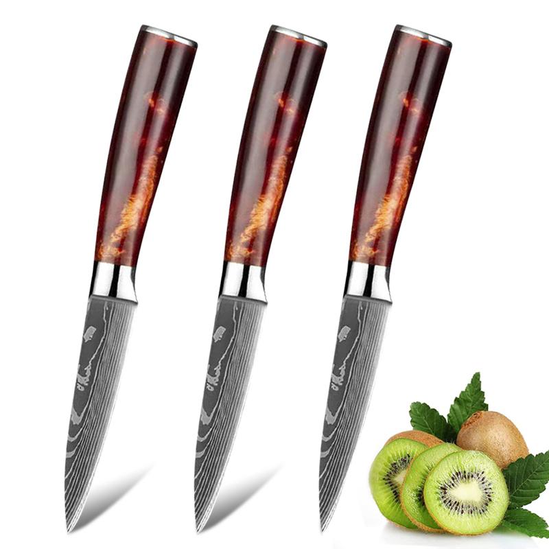 3.5in Şam Meyve Bıçağı Ev Keskin Yardımcı Gıda Bıçağı Meyve Soyma Bıçakları Reçine Kolu Mutfak Meyve Küçük Bıçak