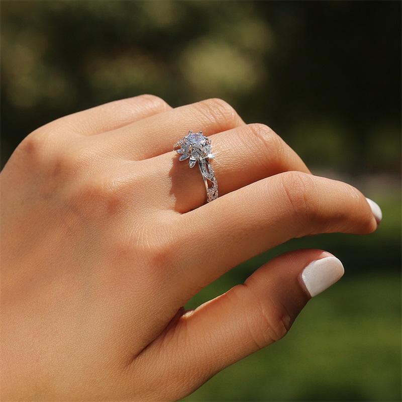 CAOSHI Romantic Snowflake Shape Wedding Rings for Women High Quality Brilliant Round Cubic Zirconia Delicate Love Jewelry Gift