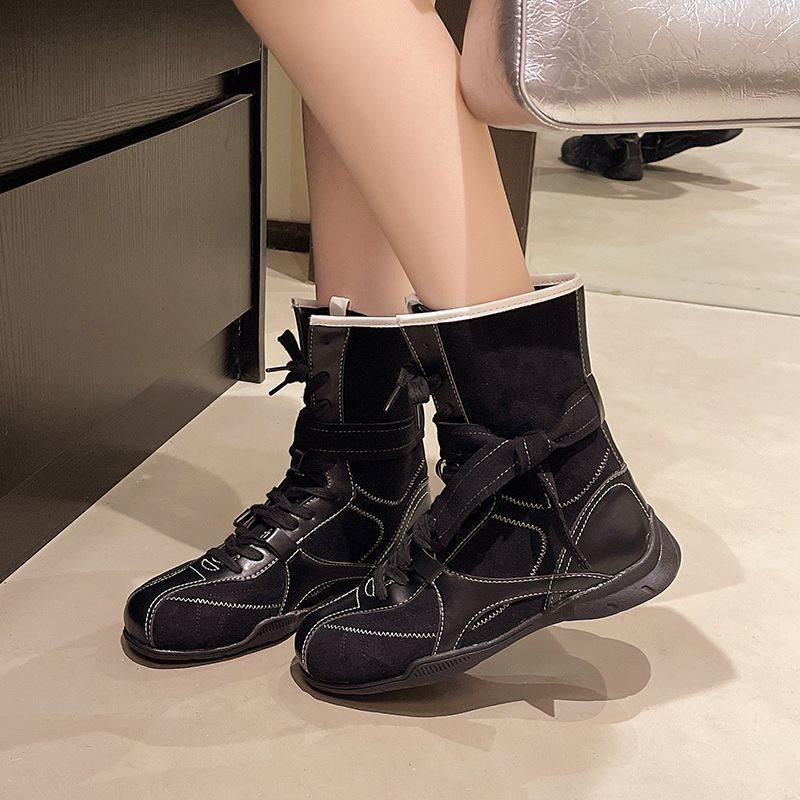 Round Boots 2025 Martin Boots Women's Short Boots German Training Retro Casual Sports Autumn New Mid-tube Western Boxing