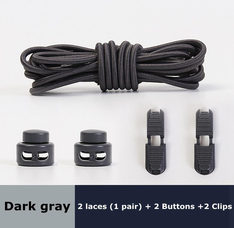 1pair Elastic Shoelaces Round Spring Plastic Lock Quick Wear In 1 Second No Tie Shoelaces Suitable for All Shoelaces Lazy Laces