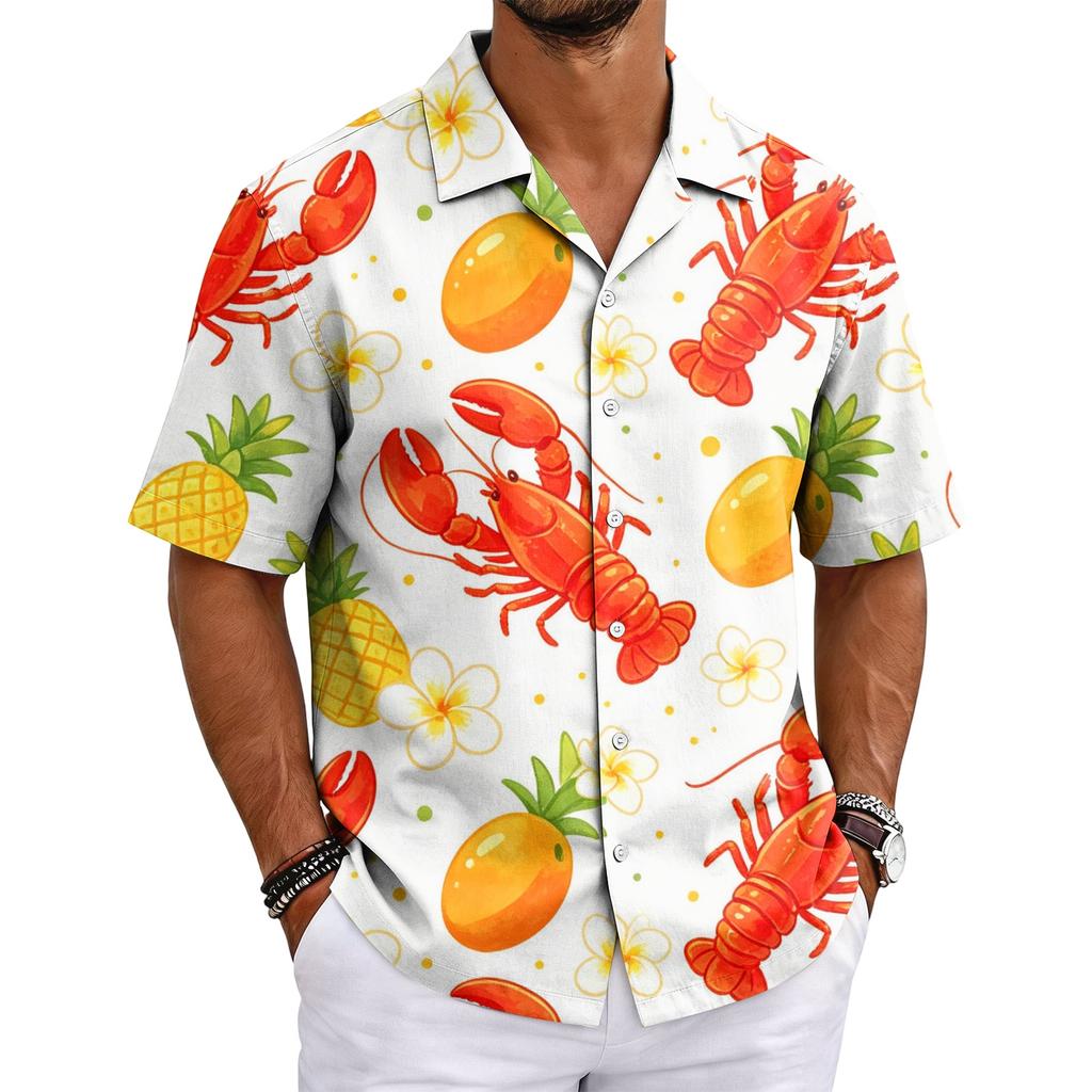 Men's Cuban Collar Shirt Hawaiian Summer Casual