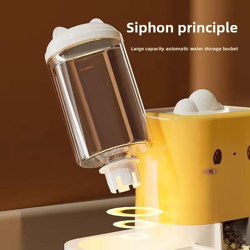Cute Smiling Cat Automatic Feeder And Water Dispenser Dual Use Pet Feeding Organizer Food Water Bowl For Cats And Small Dogs
