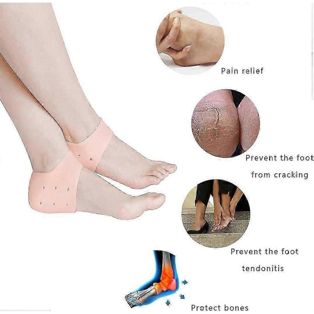 4 Pairs Silicone Gel Socks Heel Silicone Heel Protectors,Heel Sleeves,Heel Cups, Silicone Gel Heel Sleeve,Breathable Silicone Protective Heel
