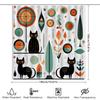 Retro Cat Pattern Shower Curtain Unique Bathroom Decor For Home Decoration Black Cats Print Fabric Bath Shower Curtain Waterproo
