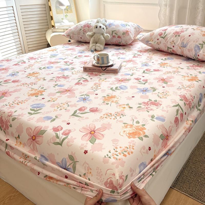 100% Cotton Fitted Sheet Protector Mattress Anti-Slip Bed Cover Modern Minimalist Style 90x190cm To 200x220cm