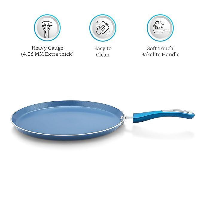 Blue Ceramic Non Stick Induction Dosa Tawa 28Cm