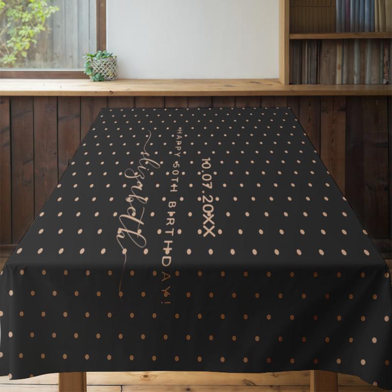 Modern Polka Dot Tablecloth: Perfect for Celebrations - This stylish table cloth features a chic polka dot pattern in bold black
