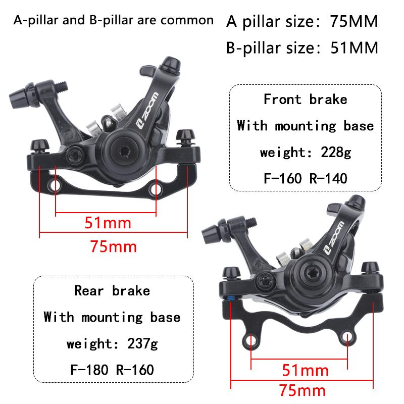ZOOM DB680 Bicycle Brakes Mtb Mechanical Disc Brake Set For Mountain Bike Electric Scooter Caliper With Rotor 160mm Cycling