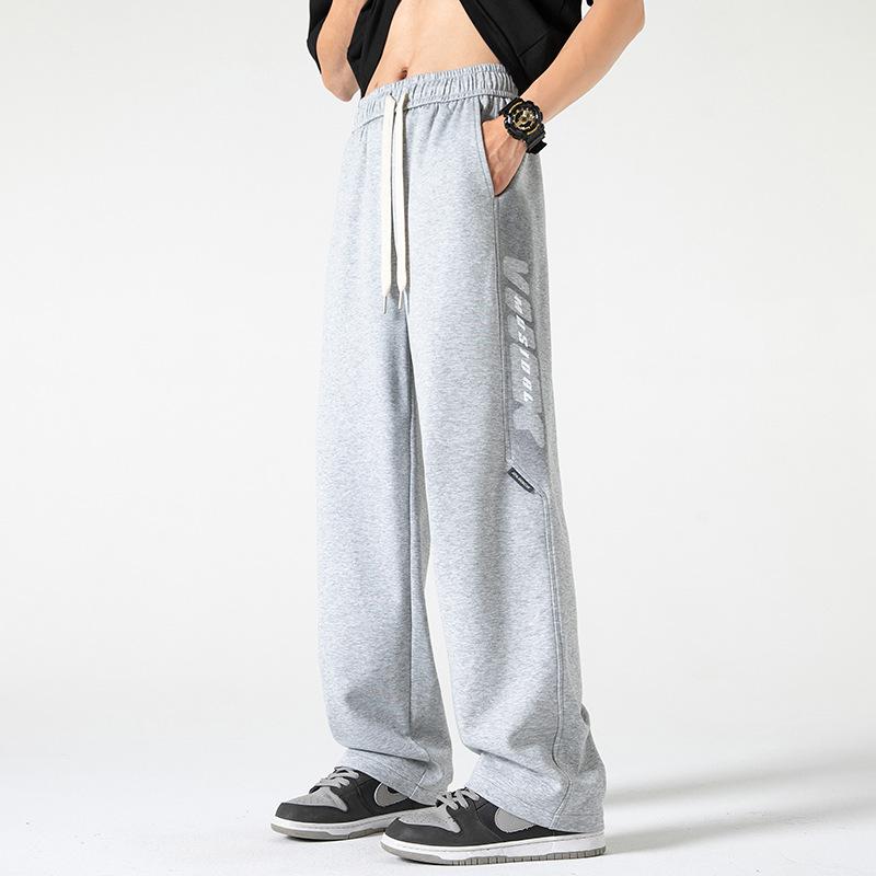 Spring and autumn new sweatpants men's fashion loose and versatile solid color sports wide-leg pants casual and comfortable trousers